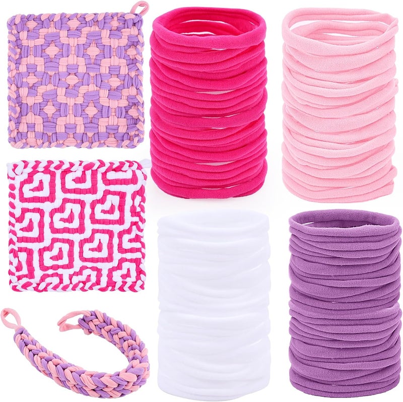 PREBOX 10’’ Potholder Weaving Loom Kit Refill Loops, DIY Crafts Supplies for Kids & Beginners, 112 Colorful Loops to Make 2 Large Pot Holders - Image 1